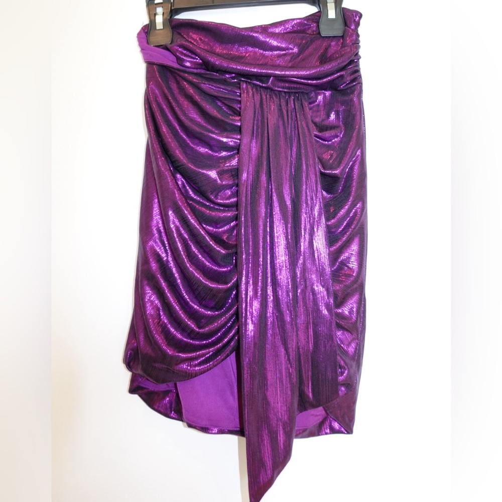House of CB London Metallic Purple Ruched Skirt – XS